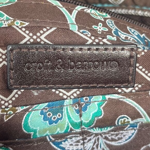 Croft & Barrow Floral Quilted Shoulder Bag Purse Zipper Closure Brown Blue - Picture 7 of 7